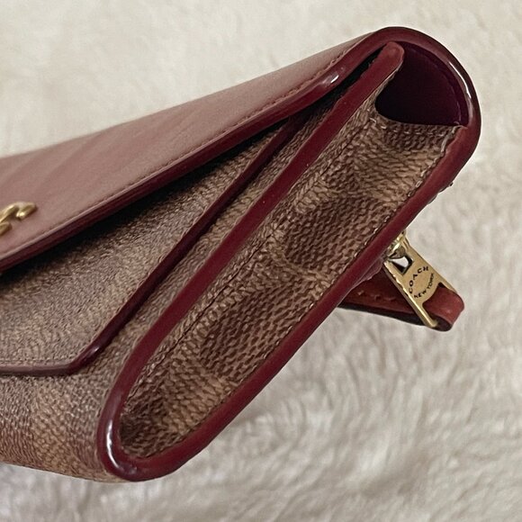 Coach WYN Colorblock Signature Canvas Soft Wallet Brass/Tan/Rust - Picture 7 of 11